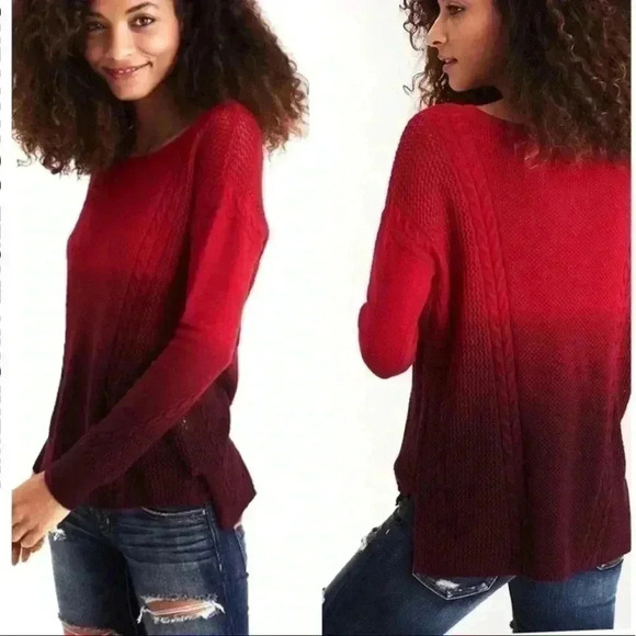 American Eagle Softest Stitchmix Red Ombre Knit Crew Neck Sweater Size XS - Picture 1 of 12